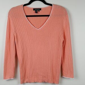 Lauren Ralph Lauren Classic Tennis Cable Knit Sweater Size M Old Money Preppy